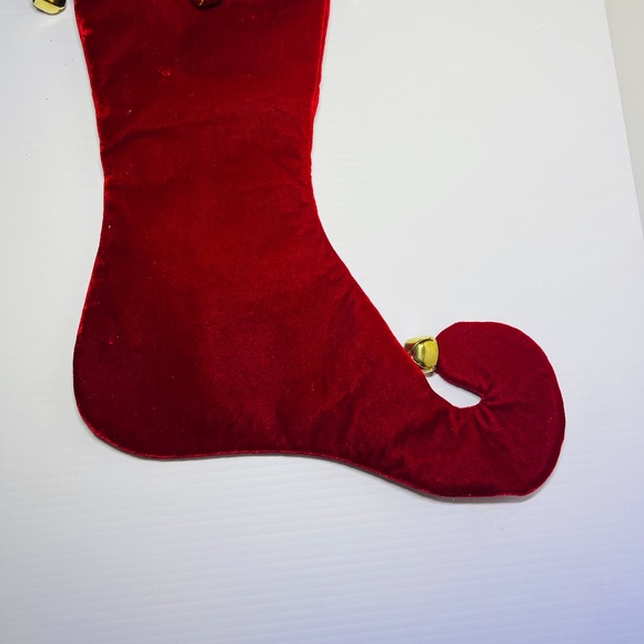 Christmas Stocking D Stevens Red Green Elf Boot With Jingle Bells 23" 18-3552 - Picture 10 of 16